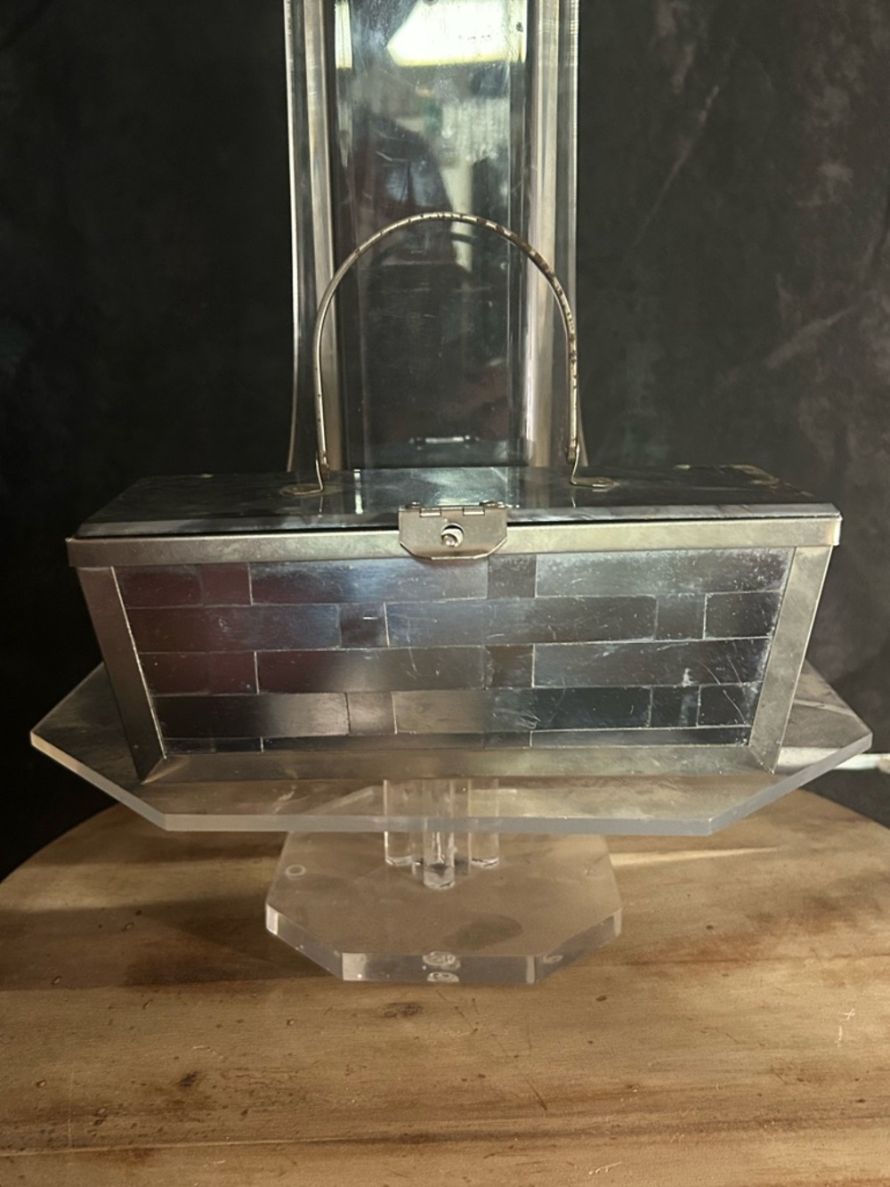 Silver Mosaic Metal Handbag Accent Box